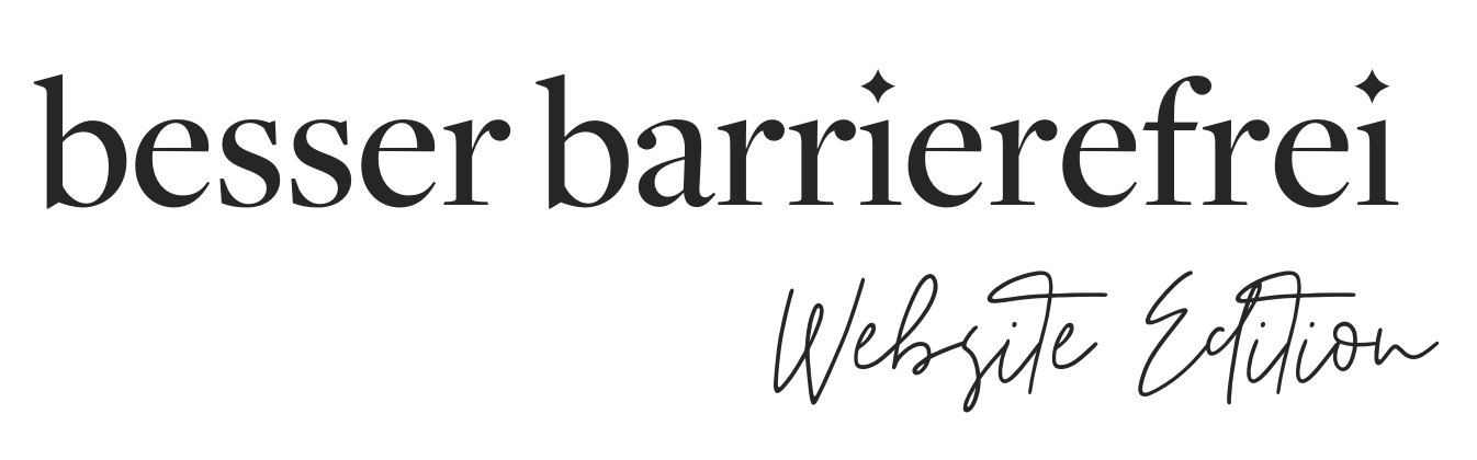 Schriftzug: besser barrierefrei - Website Edition